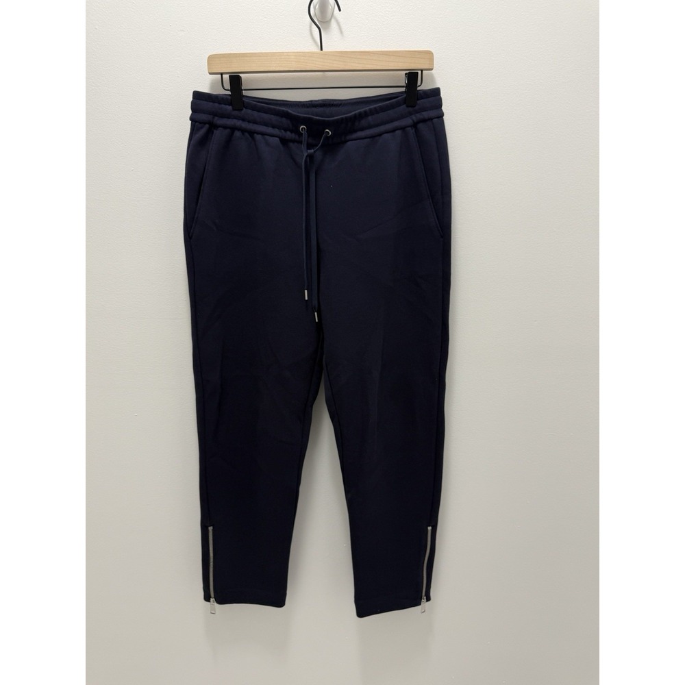 Club Monaco Men's Medium Navy Jogger Sweatpants Ankle Zip Drawstring Cotton